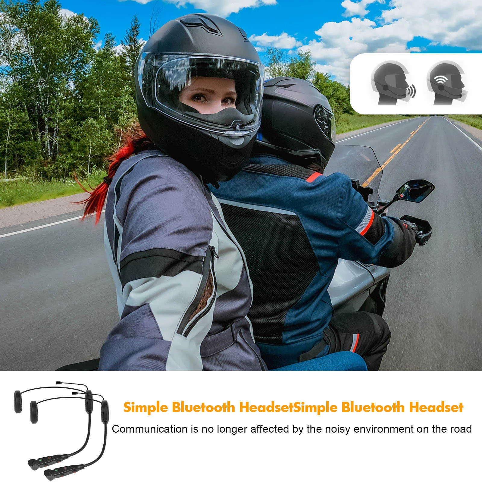 Bilbil V2-1 Motorcykel Bluetooth Intercom Hjälm Headset Trådlöst vattentätt handsfree Call Kit Stereo Music Earphone Walkie Talkie