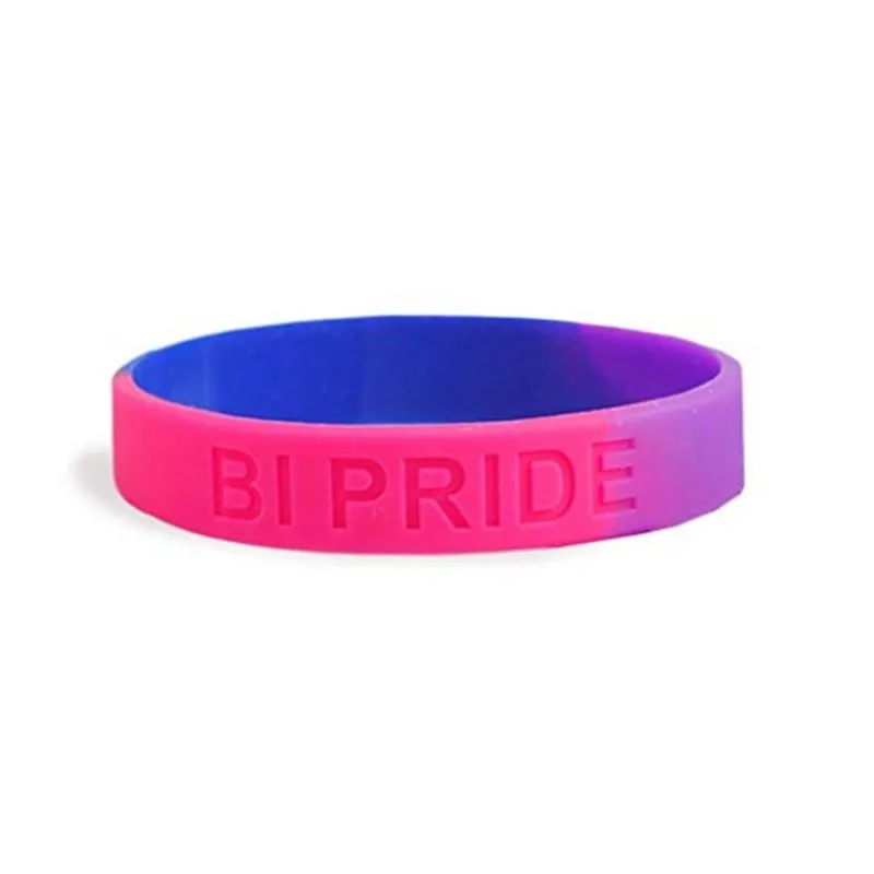 Armbanden 100 st BLAUW PAARS RODE KLEUR BI PRIDE gay LGBT Lesbische regenboog siliconen polsbandje armband voor Lesbische gift