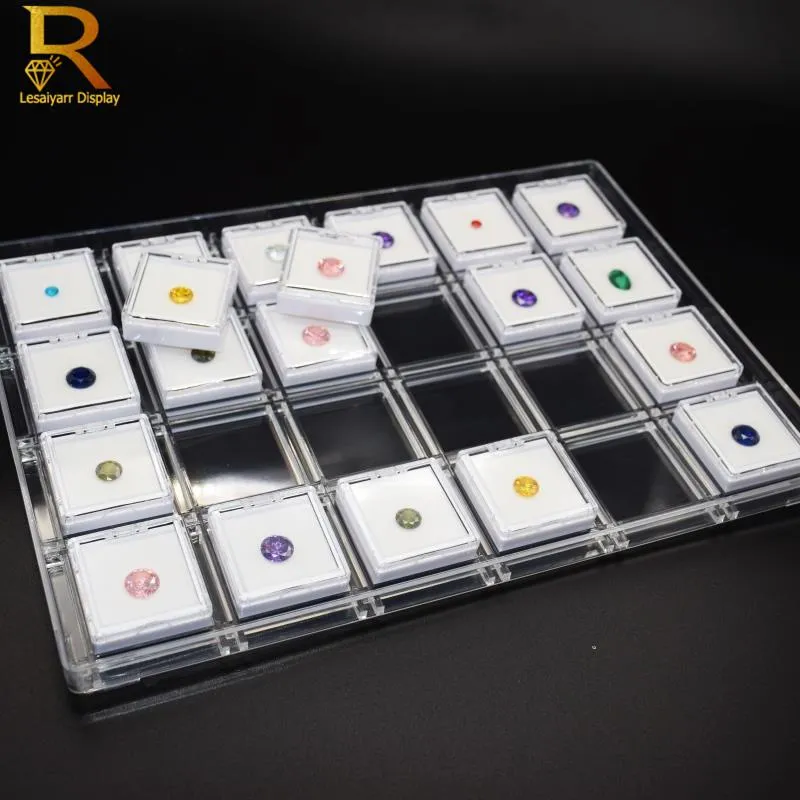 Caixas 24 Pcs Gemstone Diamante Caixa de Jóias Solta Diamante Jóias Display Case Titular Capa Transparente Gem Recipiente de Armazenamento Caixa de Proteção