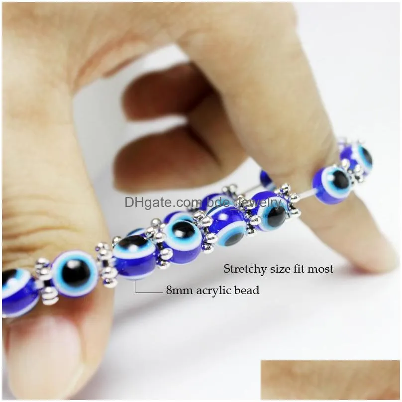 Wholesale Evil Eye Hamsa Beaded Bracelet Elastic Women Men