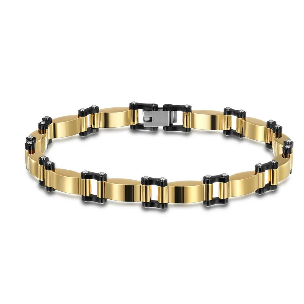 Bangle 2022 Anpassade Europa smycken Rostfritt stål Kolfiber Kontrast Guld Black 9mm Men Link Chain Strand Armband