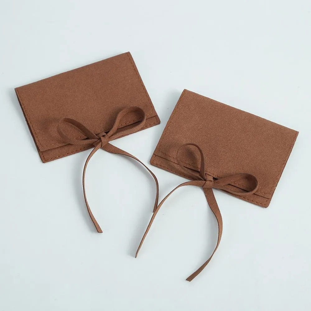 Boxes 20 Jewelry Packaging Pouches Microfiber Envelope Brown Jewelry Packaging Display Gift Cloth Bag Chic Small Necklace Brooch Pouch