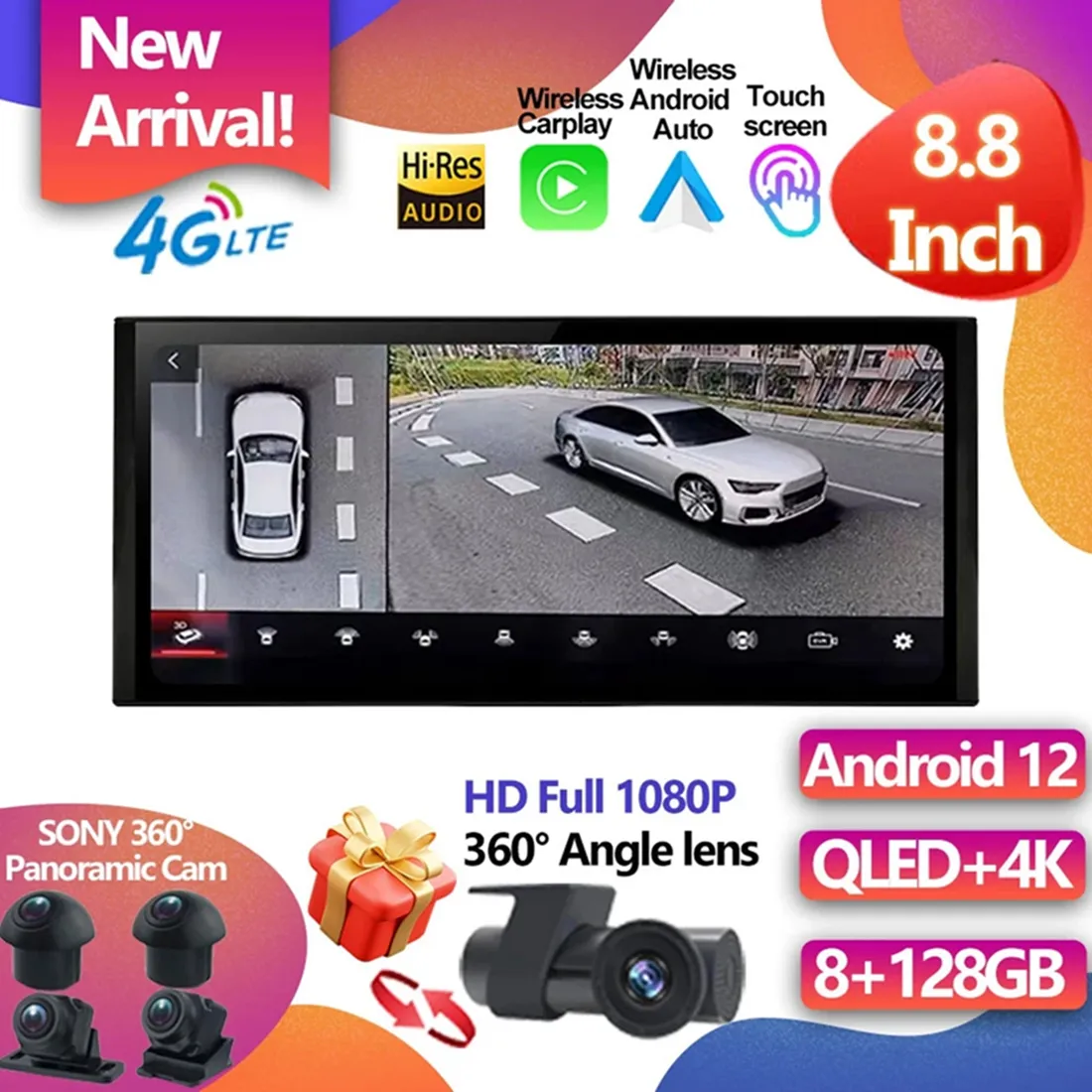 För Audi A1 Q2 8 Core Android 12 System Car Multimedia Radio WiFi SIM 8+128 GB RAM BT IPS Pekskärm GPS NAVI Tablet CarPlay-5