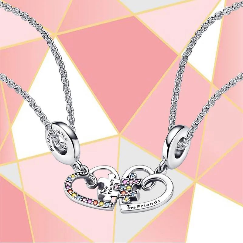 Colliers 2022 Automne 1 1 Nouveau S925 Sterling Silver True Friends Collier d'amitié détachable Ensemble de mode DIY Memorial Bijoux Cadeau