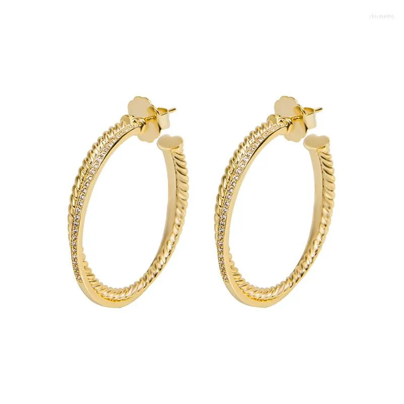 Hoop Earrings 4mm Wide C Shape Gold Plated Brass Stylish Chic Designer Twist Personalized With Push Back Post