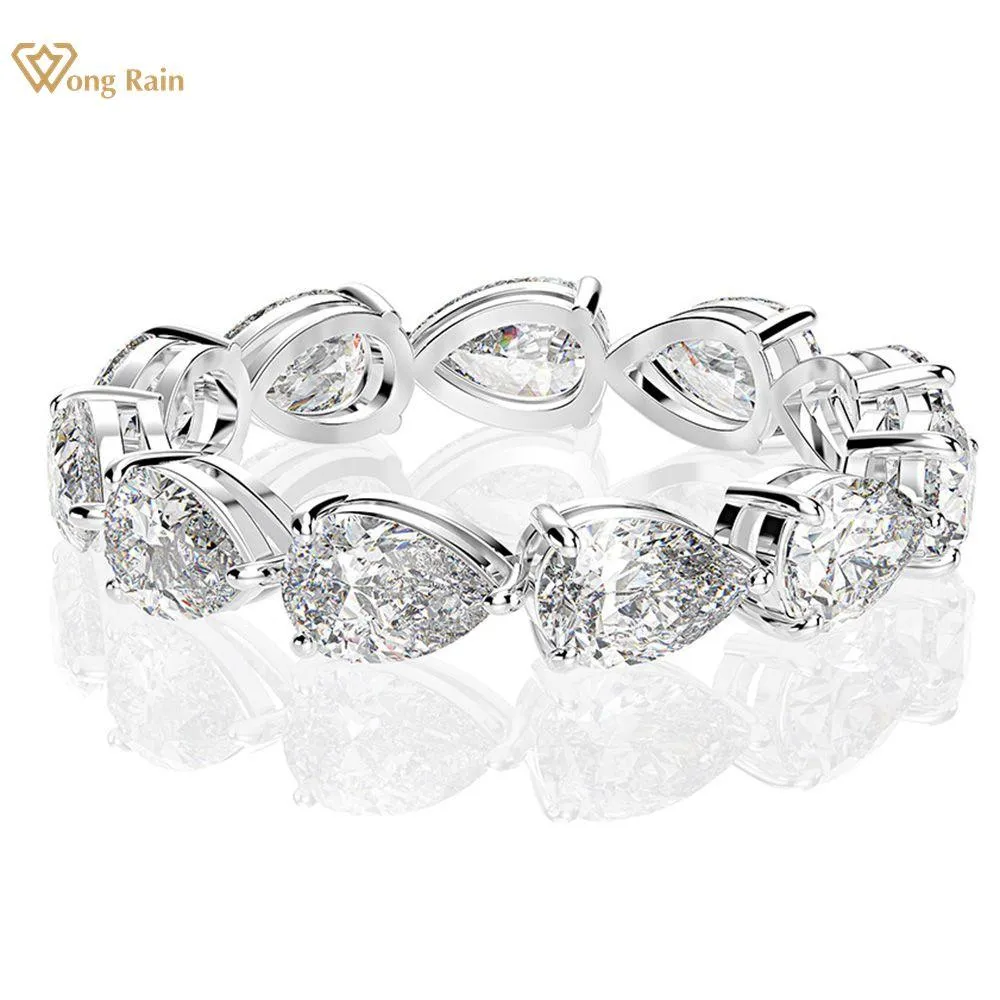 Ringe Wong Regen 925 Sterling Silber Birne Schnitt erzeugt Moissanit Diamonds Edelstein Verlobungsring Ehering Feinschmuck Großhandel Großhandel Großhandel