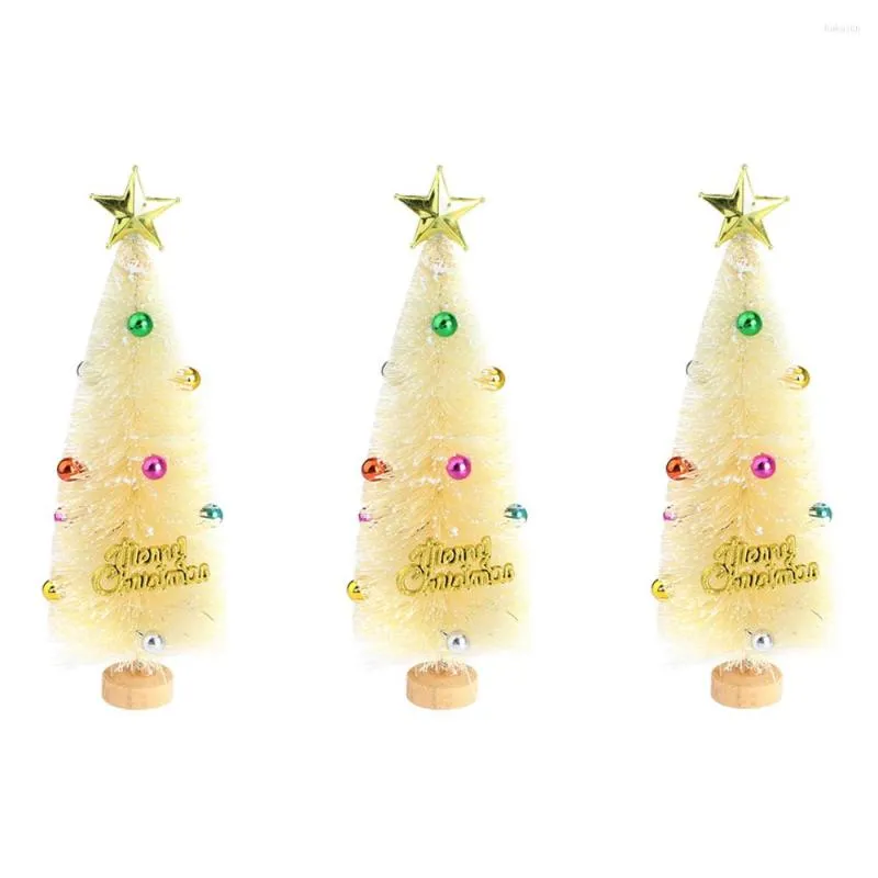 ديكورات عيد الميلاد Mini Tree DIY 3pcs العناصر الاحتفالية ديكور المنزل الأبيض الأزرق الأزرق Navidad الحلي المصطنعة