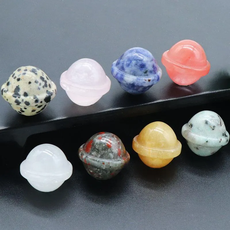 Perles 6 pièces, pierres précieuses naturelles, ornement de planète, fait à la main, en forme d'univers UFO, pierre de roche, cristaux de guérison, décoration de la maison
