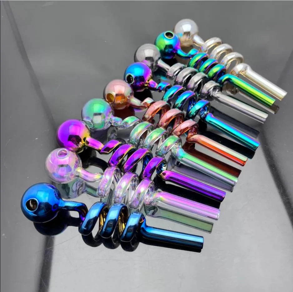Fabrication de pipes en verre Narguilé soufflé à la main Pipes droites en verre spiralé multicolore