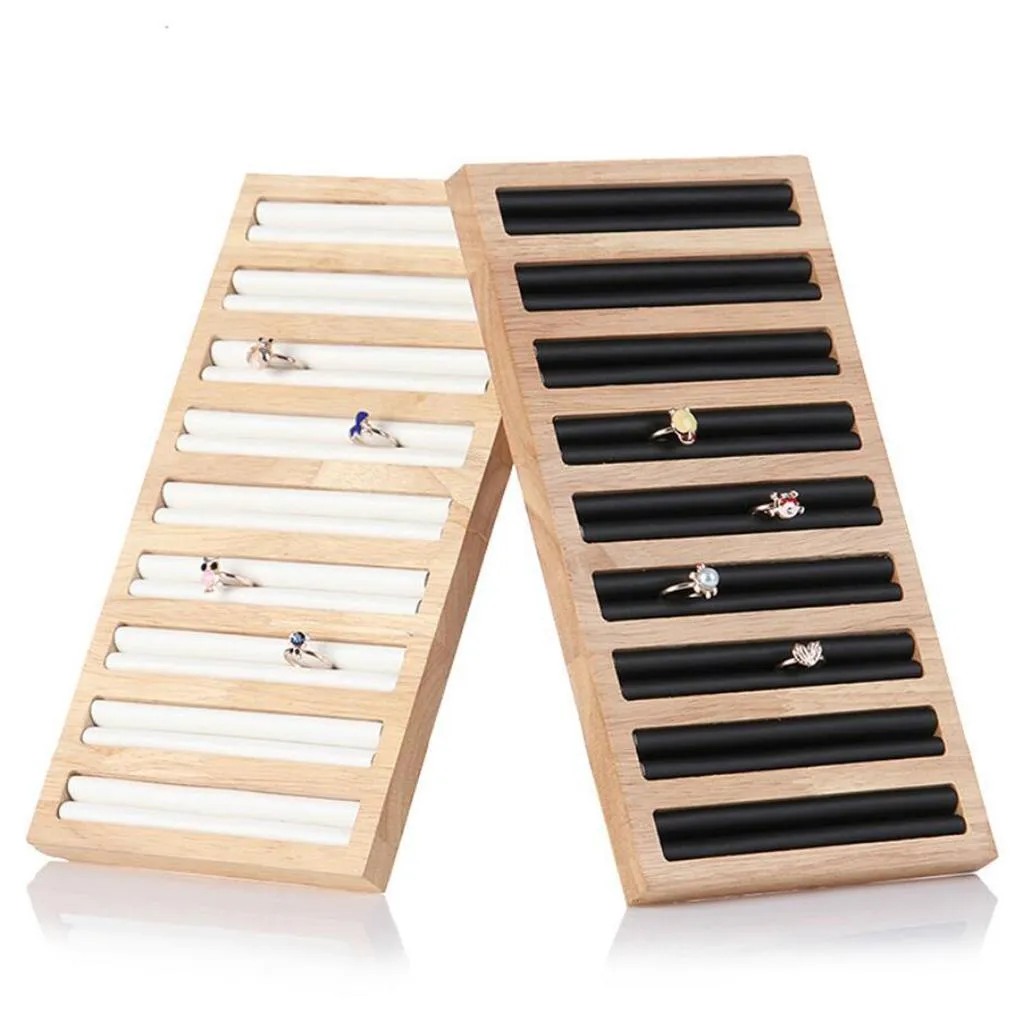 Boxes Wooden Jewelry Display Tray Multiple Sizes Rings Storage for Window Displays