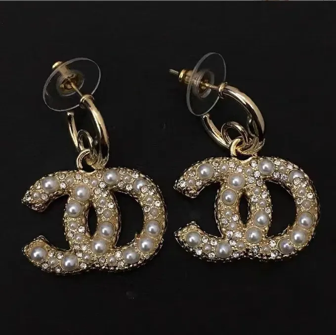 20style Fashion 18K Gold Plated Tassel Designer Dangle Letters Stud Long Earring Geometric Luxury Brand Women Rhinestone Pearl Wedding Party Jewerlry 10style