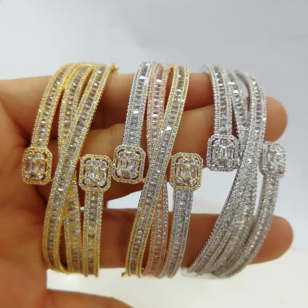 Collane Godki Maxi Size Crossover 3 Colori Bracciale Bracciale per Women Wedding Party Zircon Crystal Engagement Dubai Bridal Jewelry Gifts