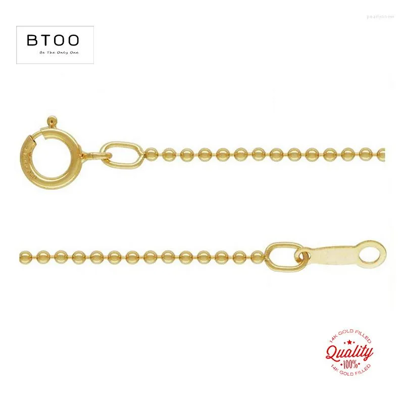 Цепочки BTOO Real 14K Золотая заполненная колье из бусинки 1 мм/1,2 мм/1,5 мм ювелирные украшения минималистские женщины