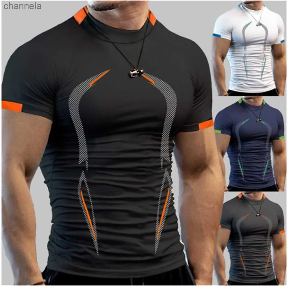 Camisetas masculinas camisa de ginástica de verão de verão, camiseta, camisa rápida de corrida seca masculina camisetas de fitness tampos de t-shirt de manga curta superdimensionados roupas