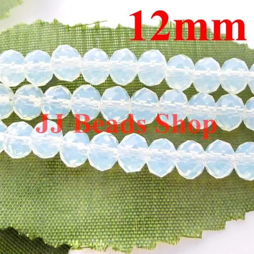 Pärlor 12.2USD/216PCS 12mm AAA Top Quality Crystal Glass 5040 Rondelle Beads White Opal Color 216pcs/Lot Gratis frakt R0120455