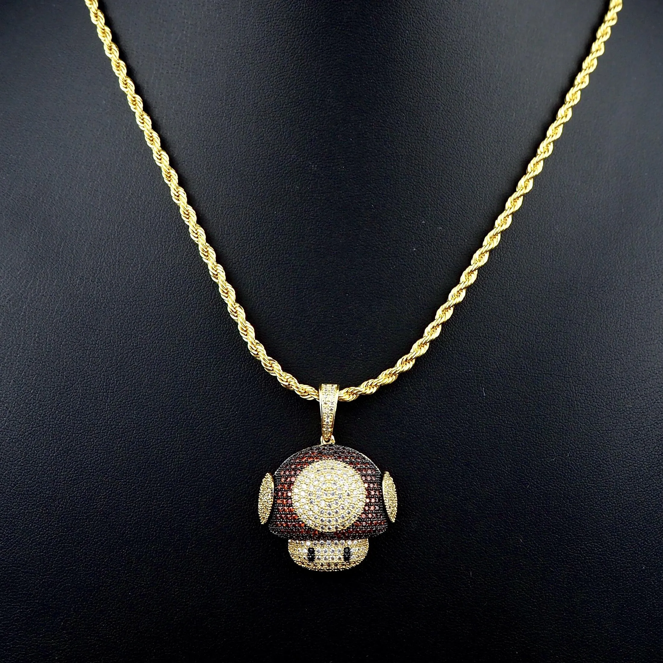 Necklaces AAAA ZIRCON INLAID MUSHROOM head new item necklace hip hop men's jewelry fashion hiphop accessories