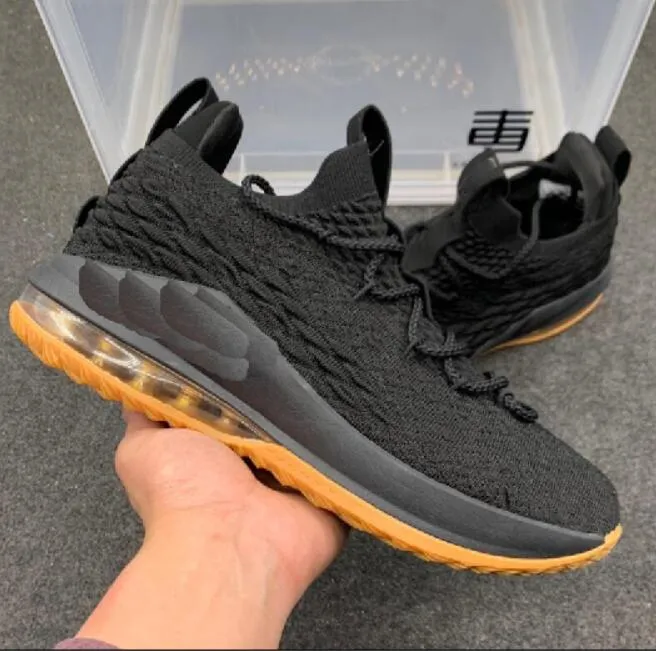 Lebron 15 low black gum hot sale