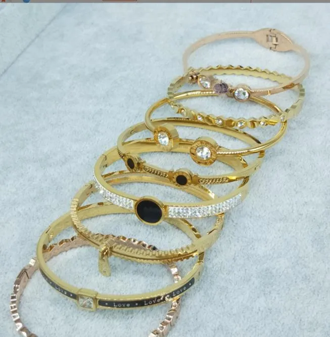 Pulseira versão coreana da moda simples pulseira de aço inoxidável coroa anjo asa menina jóias titânio aço strass pérolas