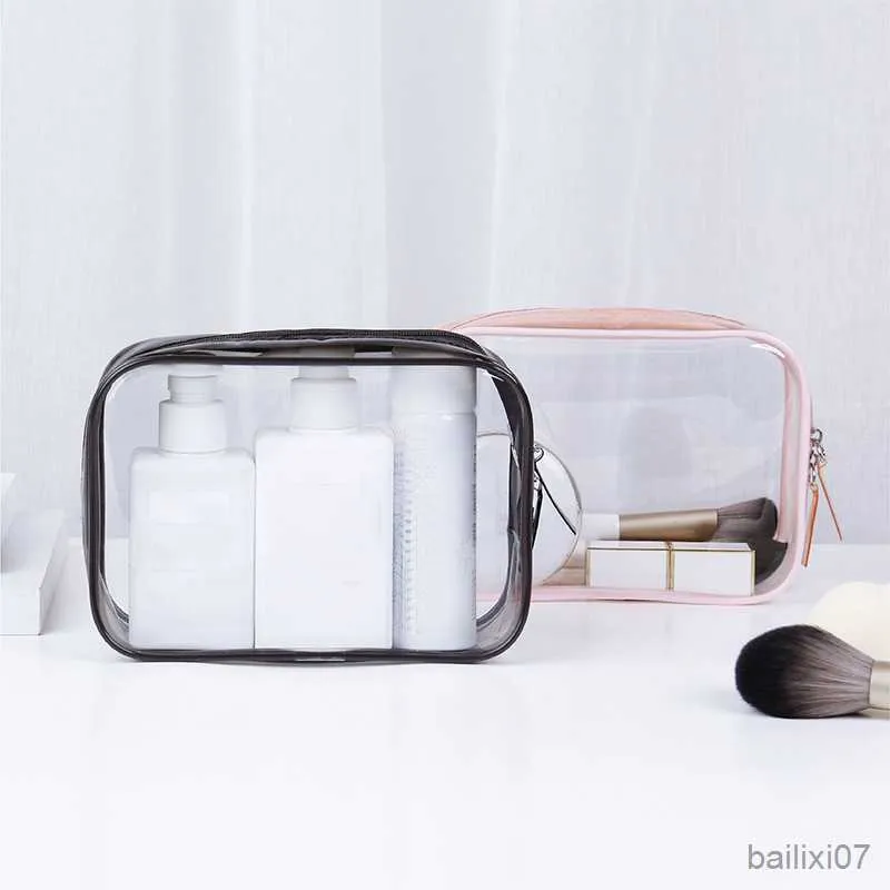 Cosmetic Bags Cases Transparent Women Travel Makeup Bags Clear Zipper Cosmetic Case Travel Wash Bag Small Pouch Clutch Bag Organizer