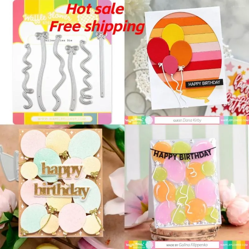 Present Wrap Balloon Ties 2023 Metal Cutting Dies för DIY Scrapbook/PO Decor Präglade papperskort