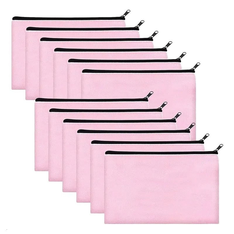 Pink Canvas Blank Makeup Bags With Multi Color Zipper Bulk Makeup Case Pouch For DIY Crafts And Pencils 230519 From You06 18.56 DHgate.Com