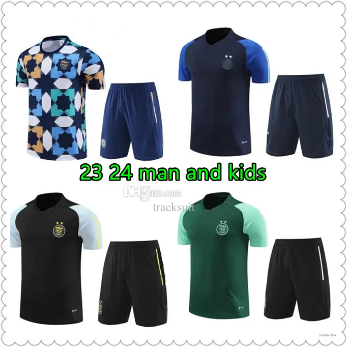 Korte mouw 23 24 Algerije Algerie Mens Kids Football Tracksuit Jersey Kit Set Men Trainingspak Voetbal Tracksuits Survetement Foot Chandal Futbol Jogging Sets