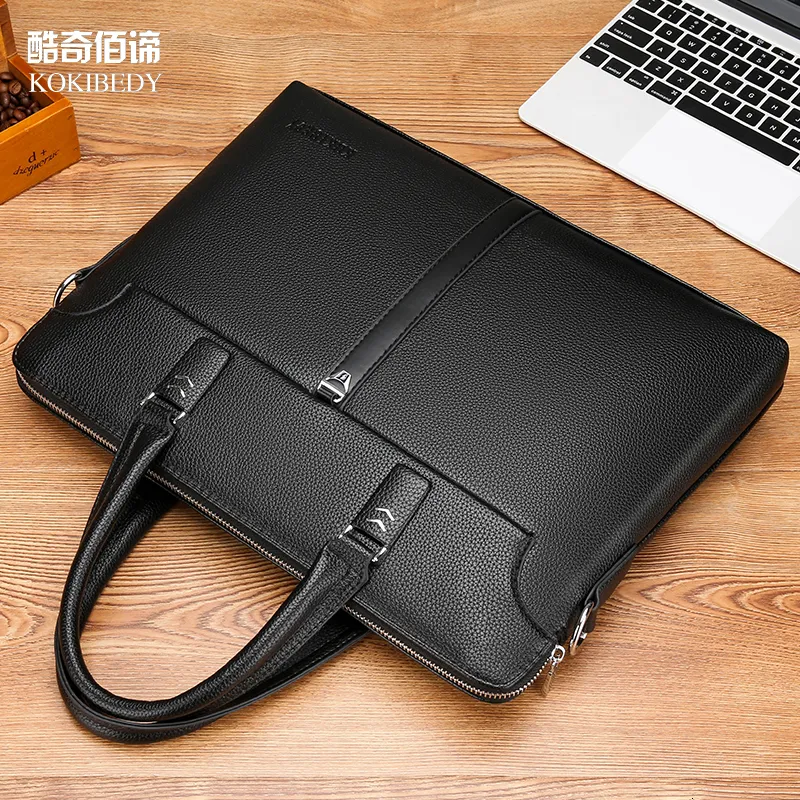 Multifunctional zipper leather business manager bag sales