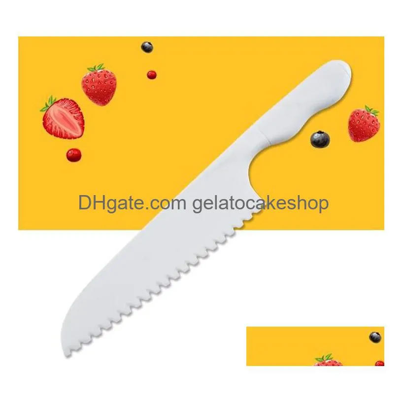 Andere Haushaltsdiverses Küchenmesser für Kinder Sicherheitsmesser Lete Salat gezackter Kunststoffschneider Slicer Kuchen Brot Kochen Kinder DIY Dhxtb