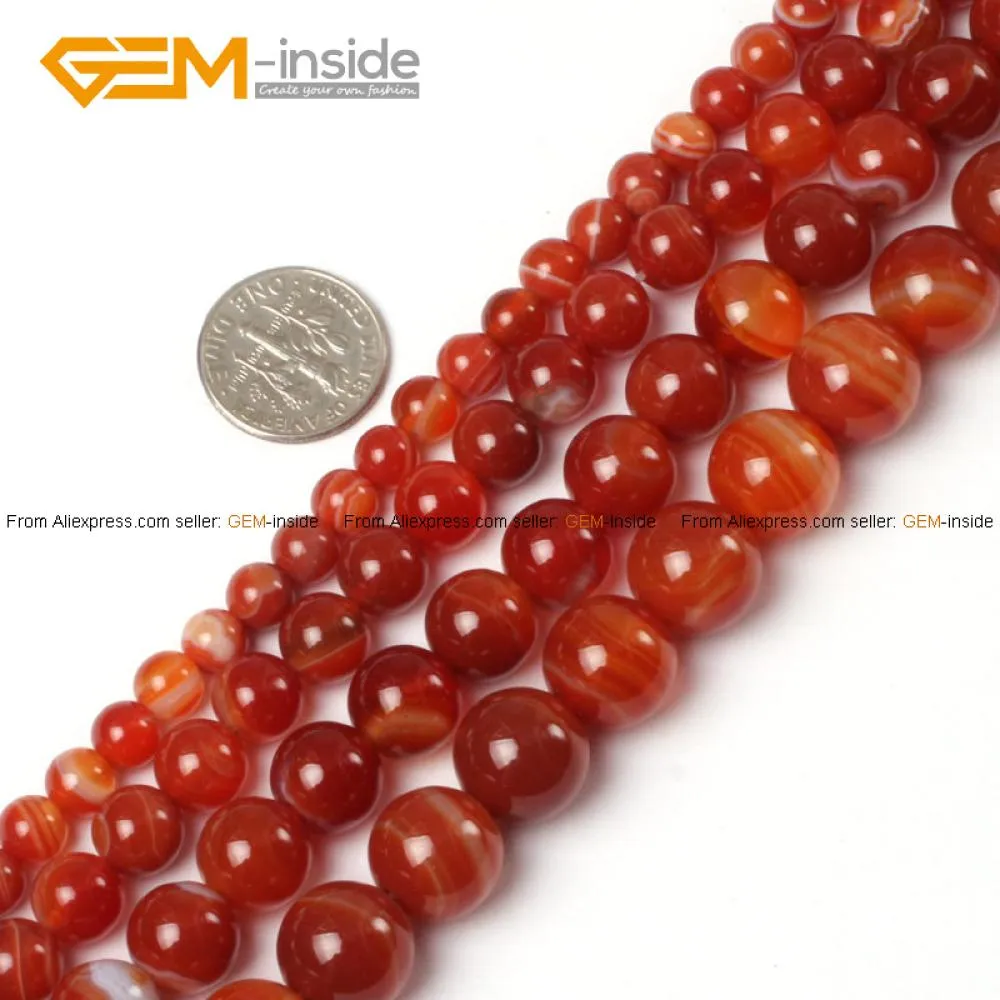 Banded Red Agate Round Round Selectable Size Natur...