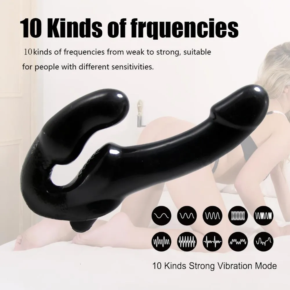 Yetişkin Oyuncaklar Straplez Strap-on Dildo Vibratör Çiftler için Lesiban için Strapon Kablosuz Uzaktan Kumanda Çift Kafa Vibratör Yetişkin Seks Oyuncakları 230519