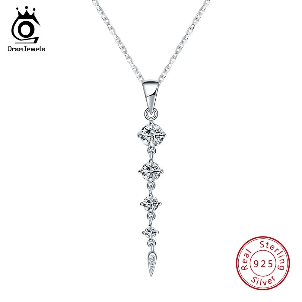 ネックレスOrsa Jewels Real 925 Sterling Silver Pendant Necklace for Memale 48mm on 48mm with aaa zirconシルバーネックレスジュエリーギフトOSN76