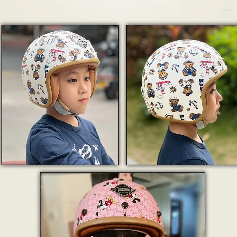 Capacetes de motocicleta capacete infantil aprovado DOT Moto para crianças 3/4 Tribo Retro Astronauta Jato de Segurança Caps Helm Kids Cool