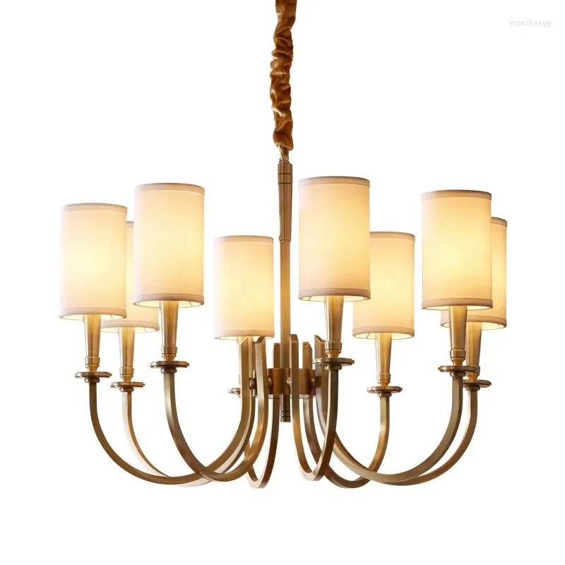 Chandeliers France Restaurant Light Gold Chandelier Lighting With Lamp Shade Modern Living Room Large LED Ceiling