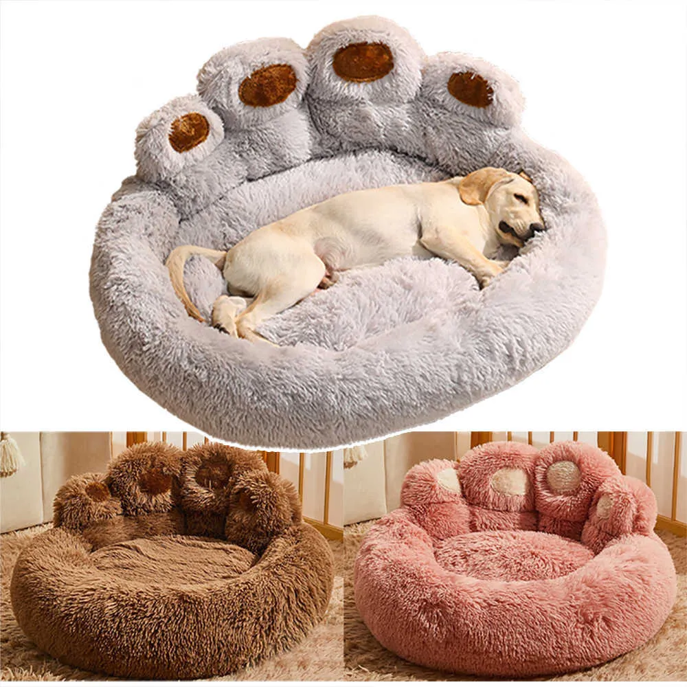 Kennels canetas de inverno cão cão urso pata forma casa sofá macio lavável pelúcia longa de pelúcia interna e externa de cama de estimação de estimação de tape