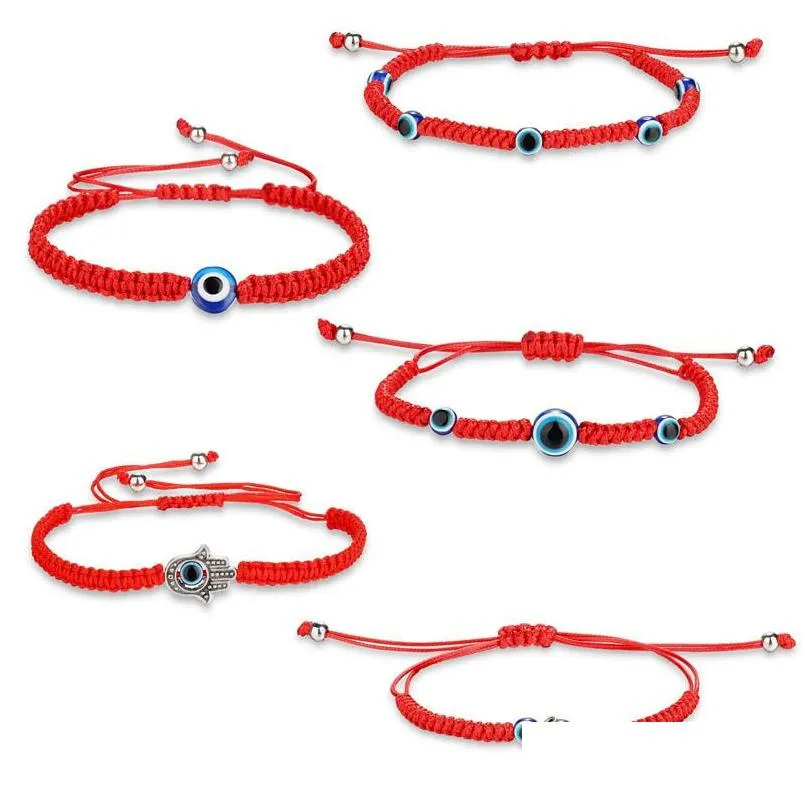 Catena di moda Lucky Blue Eye Evil Bracciali turchi per le donne Uomini fatti a mano intrecciati corda rossa gioielli braccialetto femminile all'ingrosso goccia Deli Dhyrm