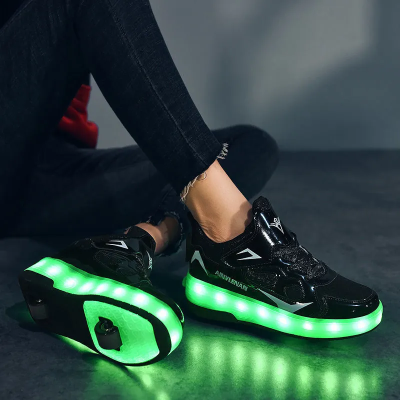 Baskets Garçons Filles Chaussures À Roulettes LED Light Up USB