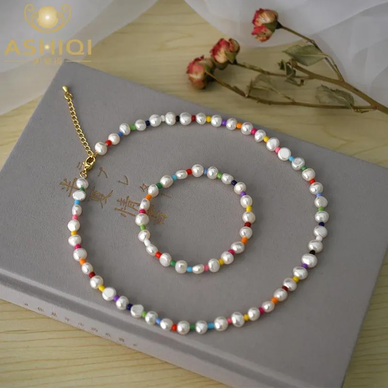 Set set di gioielli perle barocchi naturali da ashiqi Bracciale per perle per perle da 78 mm per perle colorate Nuovo arrivo