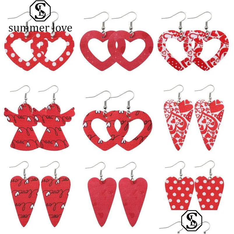 Dangle Lustre À La Mode Amour Coeur Pendentif Creux En Cuir Pu Boucle D'oreille Pour Les Femmes Saint Valentin Cadeau En Gros Mignon Oiseaux Boucles D'oreilles Dhjko