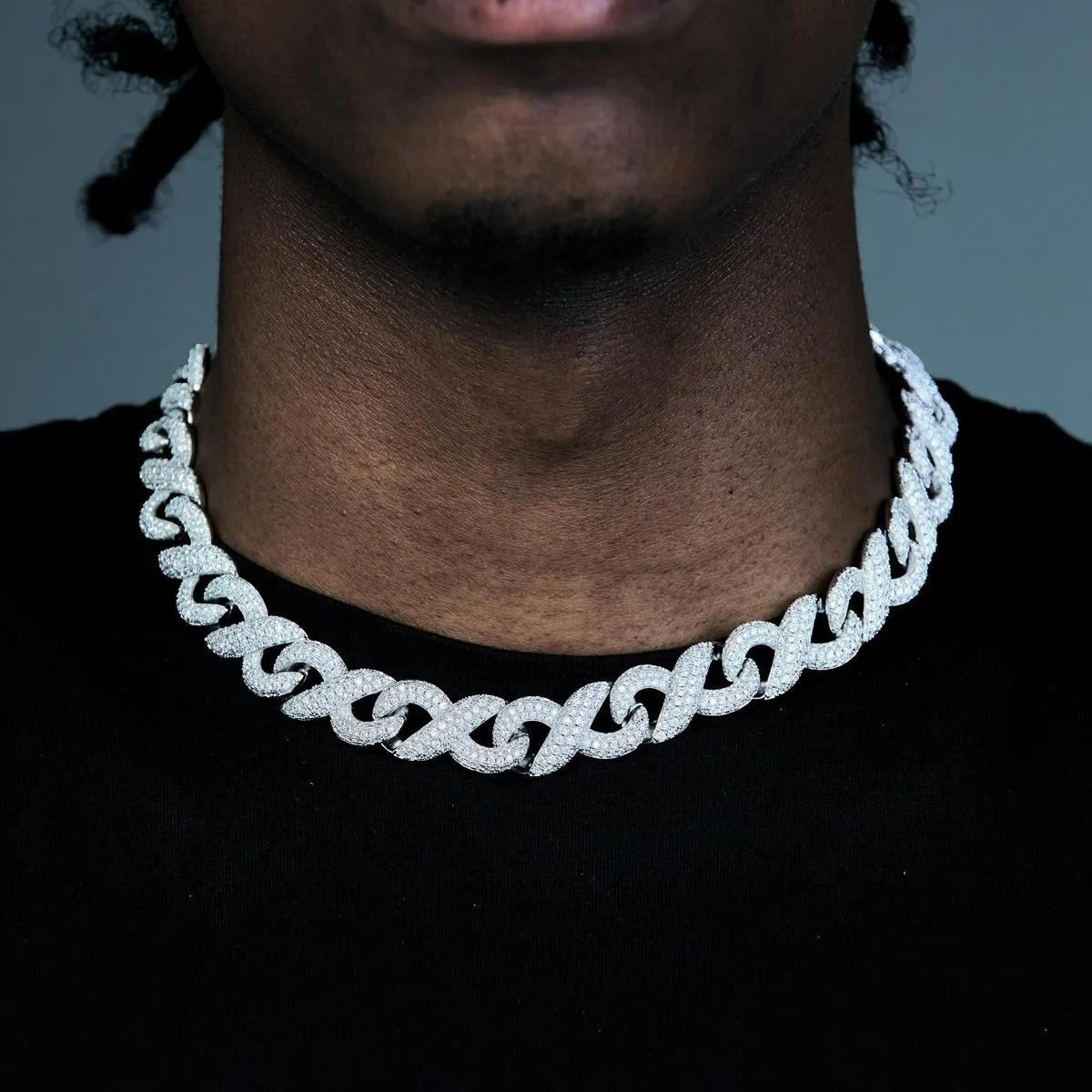 Colliers 2022 Iced Iced Out Bling Micro Pave 5A CZ Infinity Cuban Link Chain Collier Hip Hop Big Hommes Boy Choker Boy