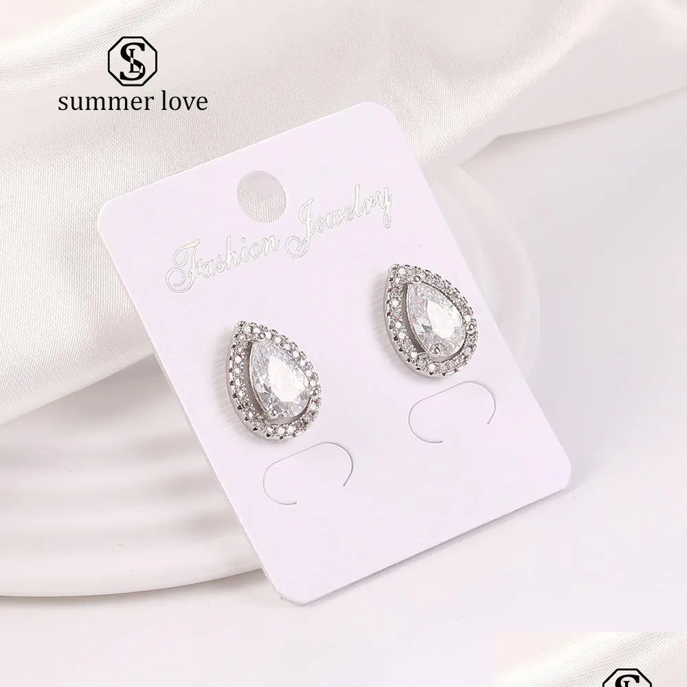 スタッド925 sier pin cubic zirconia waterdrop earrings for women girls bridalファッションパーティーウェディングデザイナージュエリードロップ配信DHDLG