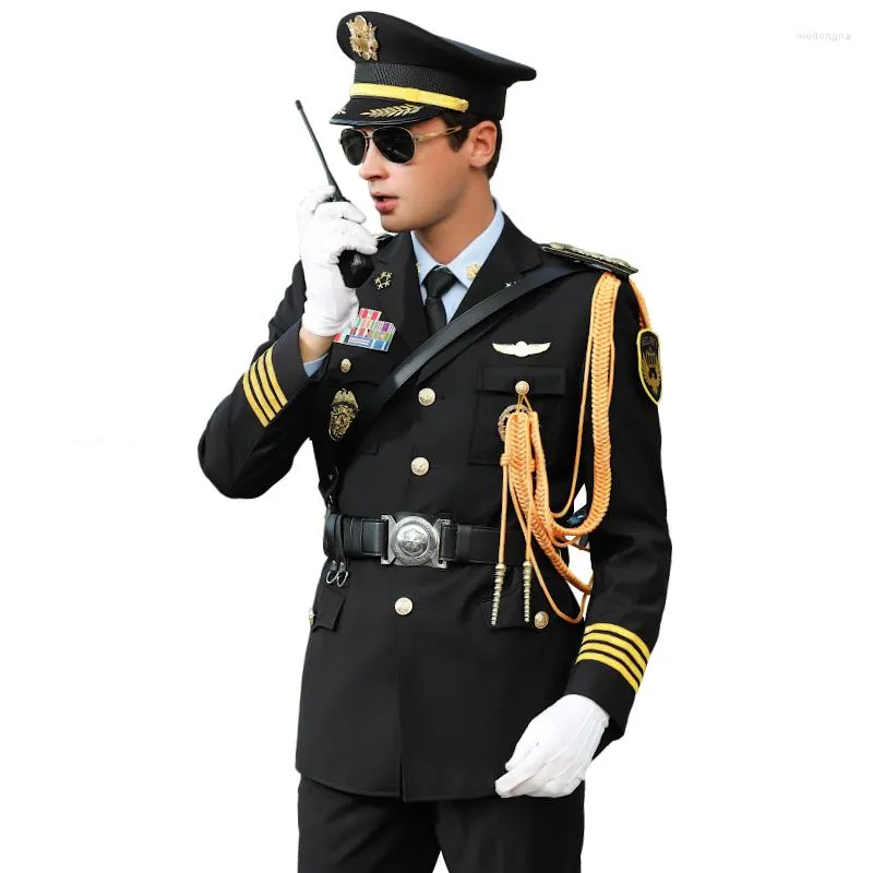 Men's Suits Navy Captain Officer Ship Sailor Costume Mens Blazer Suit Military Uniform Set Spring Autumn Male Security Overalls