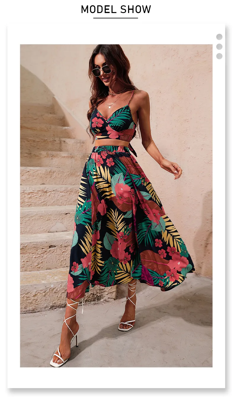 Y2K Floral Print Two Piece Swimsuit With Sarong Set Long Skirt Top And Crop Top For Womens Summer Beach Fashion 230519 From Zhao04 9.62 DHgate.Com
