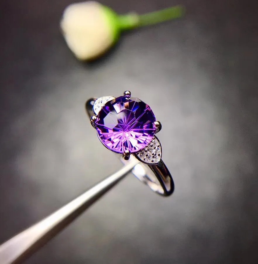 Ringe Natürlicher Amethyst Ring 925 Silber Der Preis ist geeignet Shop Werbeartikel