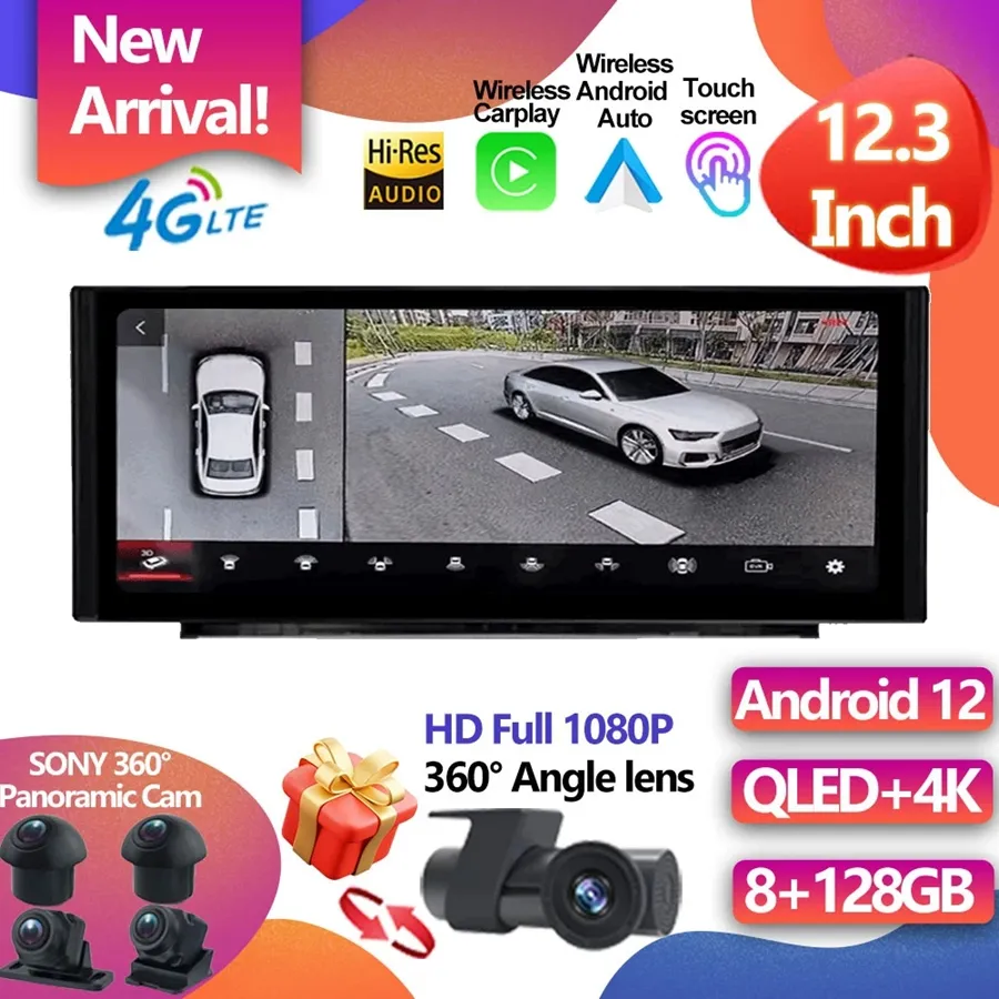 Pour Audi Q5 Q5L 2018 2019 2020 voiture multimédia GPS Navigation Radio vidéo 12.3 "Android 12 1920*720P CarPlay Navi BT WIFI stéréo-2