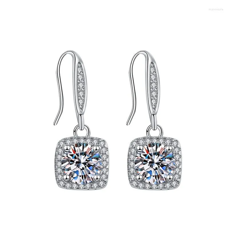 Stud Earrings Temperament Imitation Moissanite Inlaid Full Of Diamonds High-end Square Diamond Niche Girls Jewelry