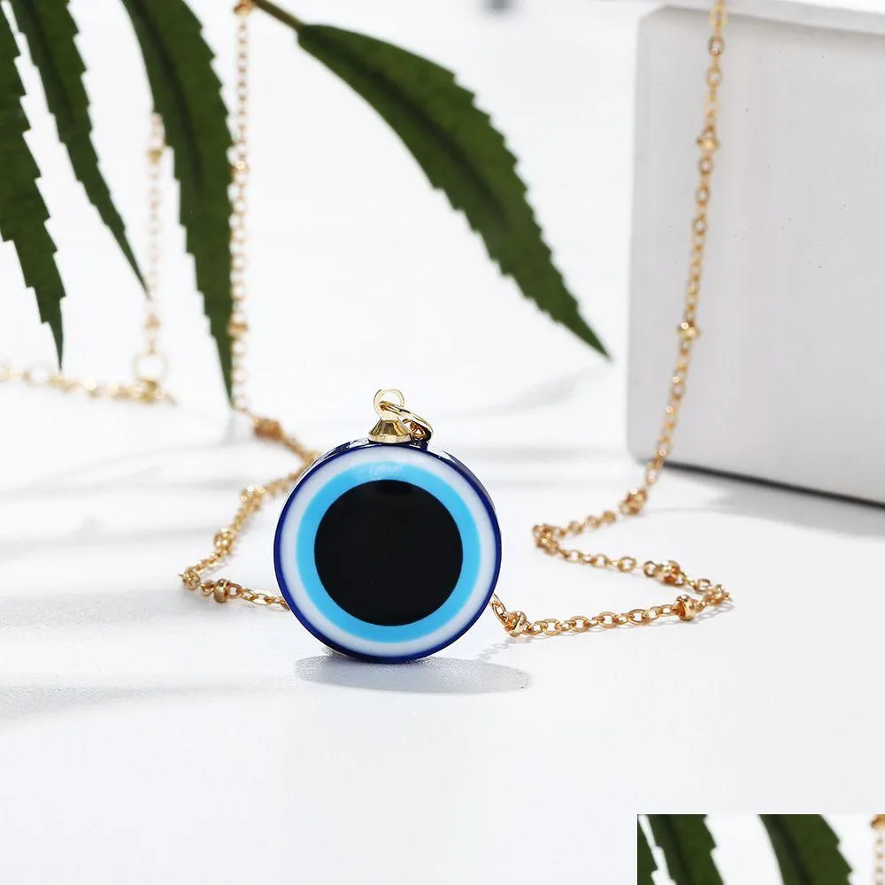 Pendant Necklaces Fashion Turkish Evil Blue Eyes For Women Bohemian Vintage Devil Charms Chain Necklace Choker Beads Party Jewelry G Dhmaf