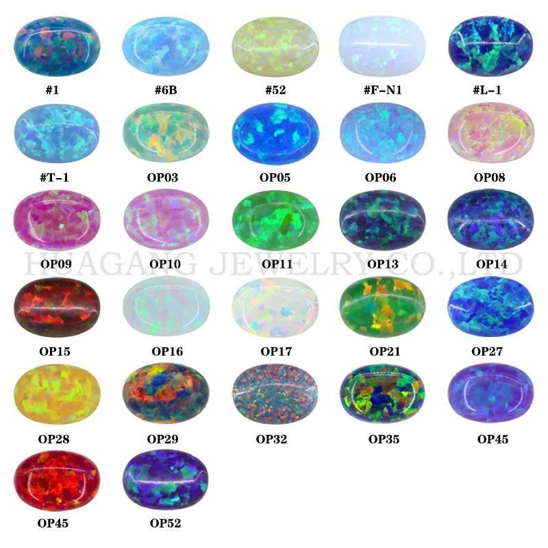 Pärlor Syntetiska Opal Loose Stones Oval Shape Cabochon Flat Back Created Opal Pärlor Semiprecious Stones For Jewelry 3x5mm10x14mmmm