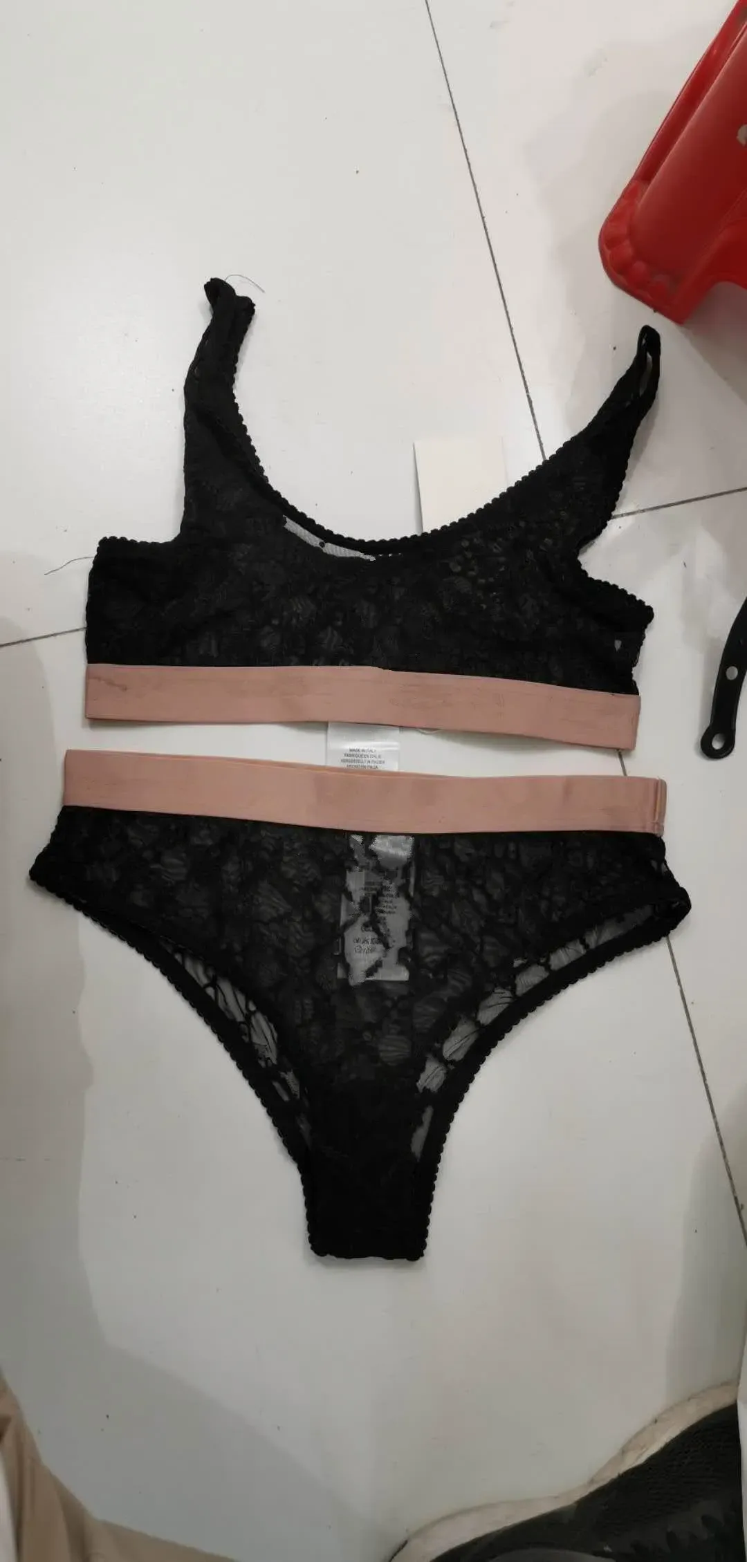 European fashion new design women`s sexy gauze lace fabric logo embroidery spaghetti strap bustier vest and shorts panties twinset underwear