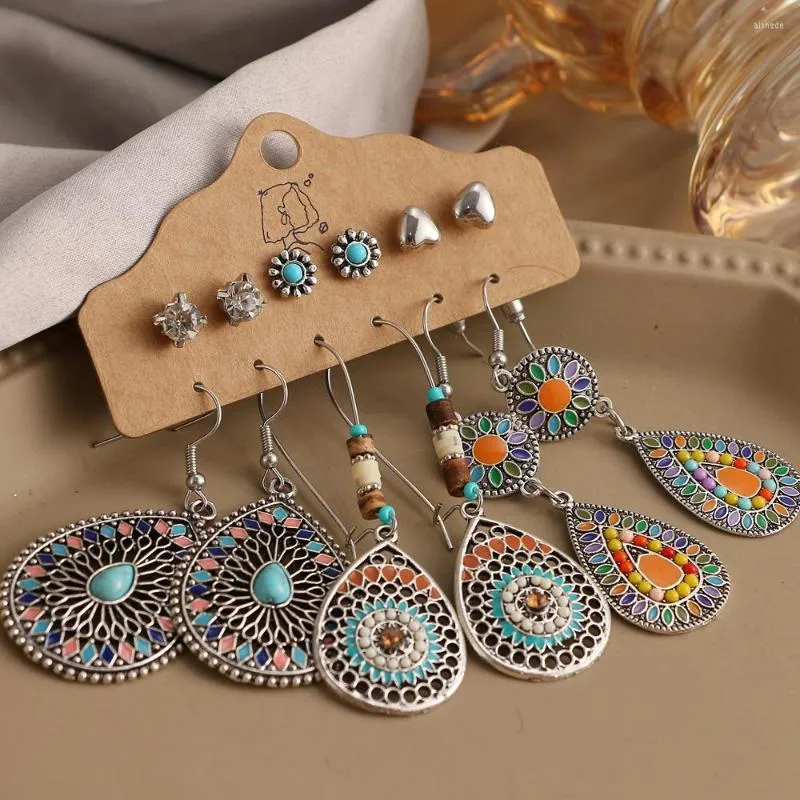Hoop Earrings Vintage Bohemian Dangle Set For Women Punk Ethnic Leaf Stone Drop Earring 2023 Trend Of Jewelry From 9 22 DHgate