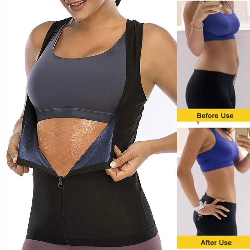 Damesjaberse vrouwen zweetvest lichaam shaper voor weeg verlies rits sauna sauna pak tanktop shapewear korset sport slanke mantel workout shirt